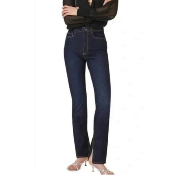 NWT PILCRO Anthropologie 28 Split Hem Straight Leg Jeans Stretch High Rise R11-7 - Picture 1 of 16